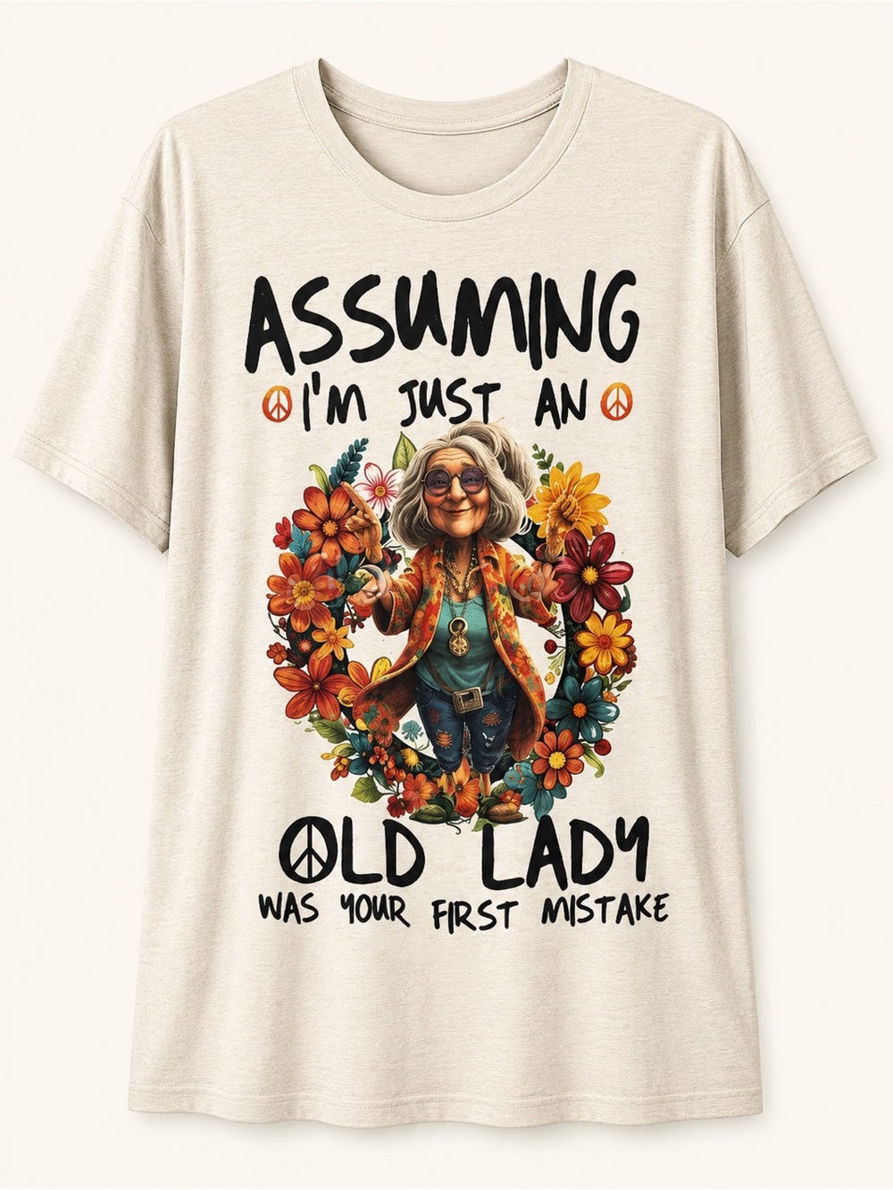 Assuming I’m Just An Old Lady Was Your First Mistake Graphic Tee Large Handmade